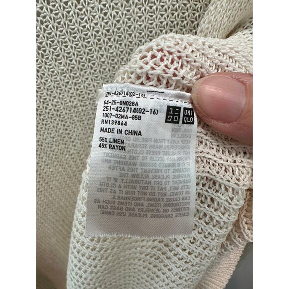 UNIQLO x INES DE LA FRESSANGE | Cream Linen Blend Longline Open Cardigan | Large - Picture 6 of 7